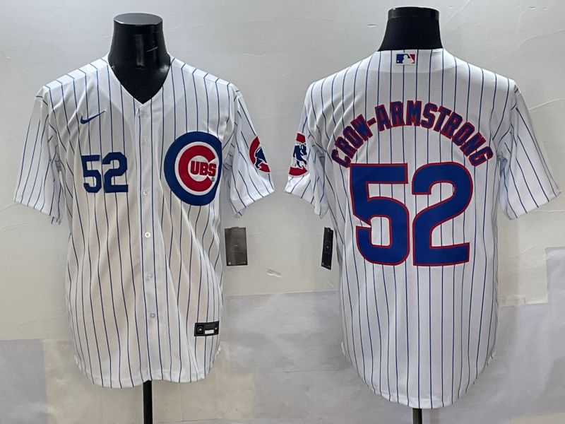 Men Chicago Cubs #52 Crow-Armstrong White Stripe Game 2025 Nike MLB Jersey style 2